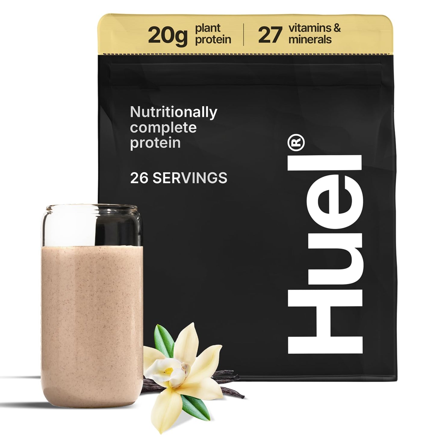 Huel Vegan Protein Powder | Strawberry | Complete Nutrition | 20g Protein Powder | 100% Plant-Based | 27 Vitamins & Minerals, Gluten Free, Non-GMO, Lactose Free | 26 Servings