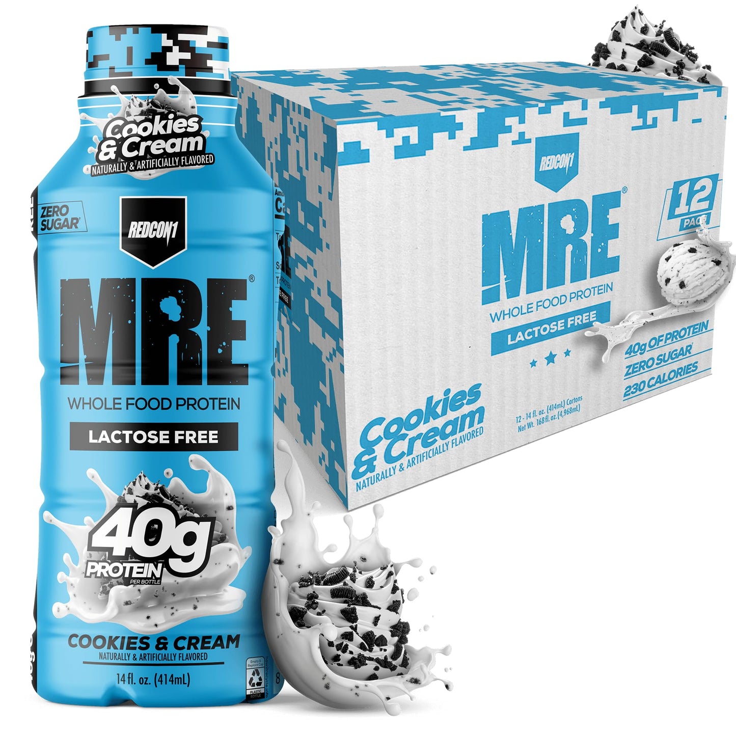 REDCON1 MRE RTD Protein Shake | Milk Chocolate | Lactose Free, 40g Protein - 12 Pack, 14 oz
