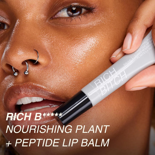 Freck Beauty RICH Beotch Nourishing Plant + Peptide Lip Balm - Moisturizing Lip Treatment, Sheer Hydration Infused with Jojoba Seed, Castor Seed and Prickly Pear. Clear Shade