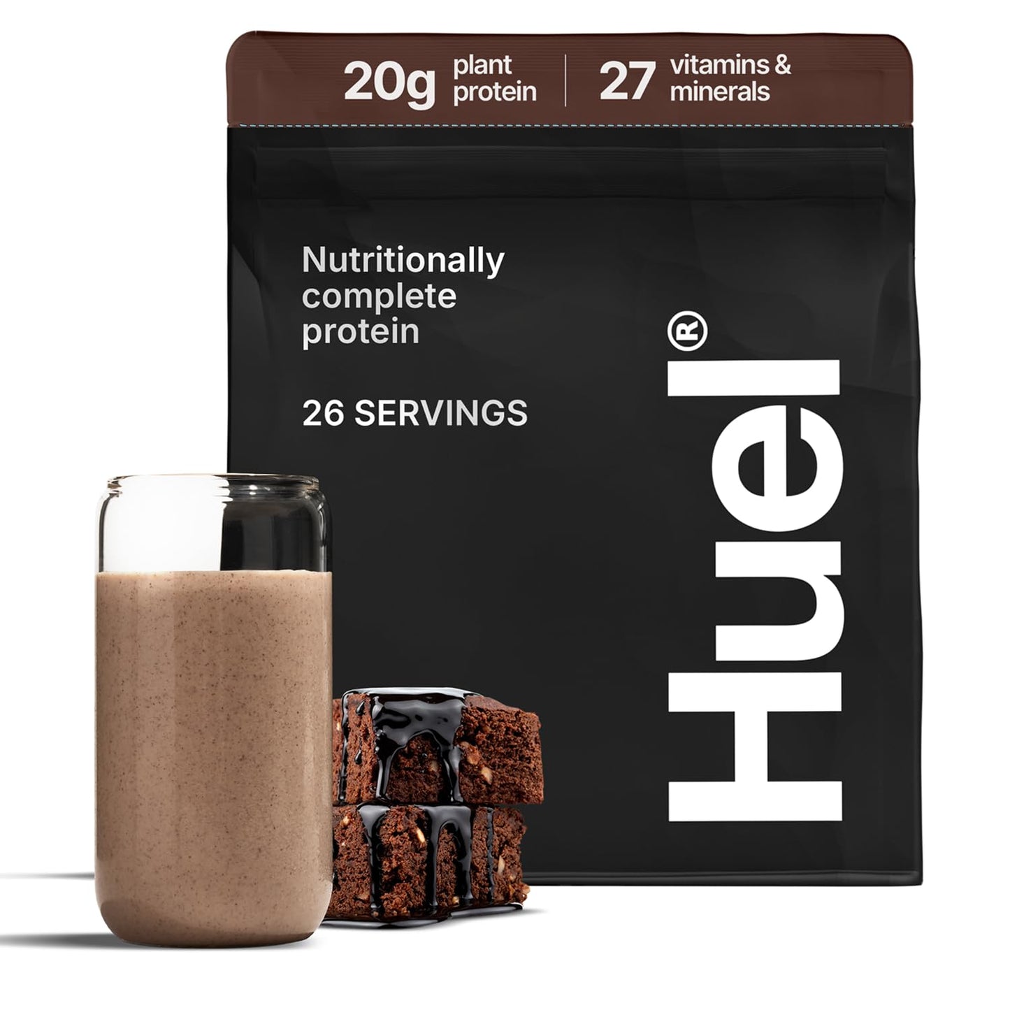 Huel Vegan Protein Powder | Strawberry | Complete Nutrition | 20g Protein Powder | 100% Plant-Based | 27 Vitamins & Minerals, Gluten Free, Non-GMO, Lactose Free | 26 Servings