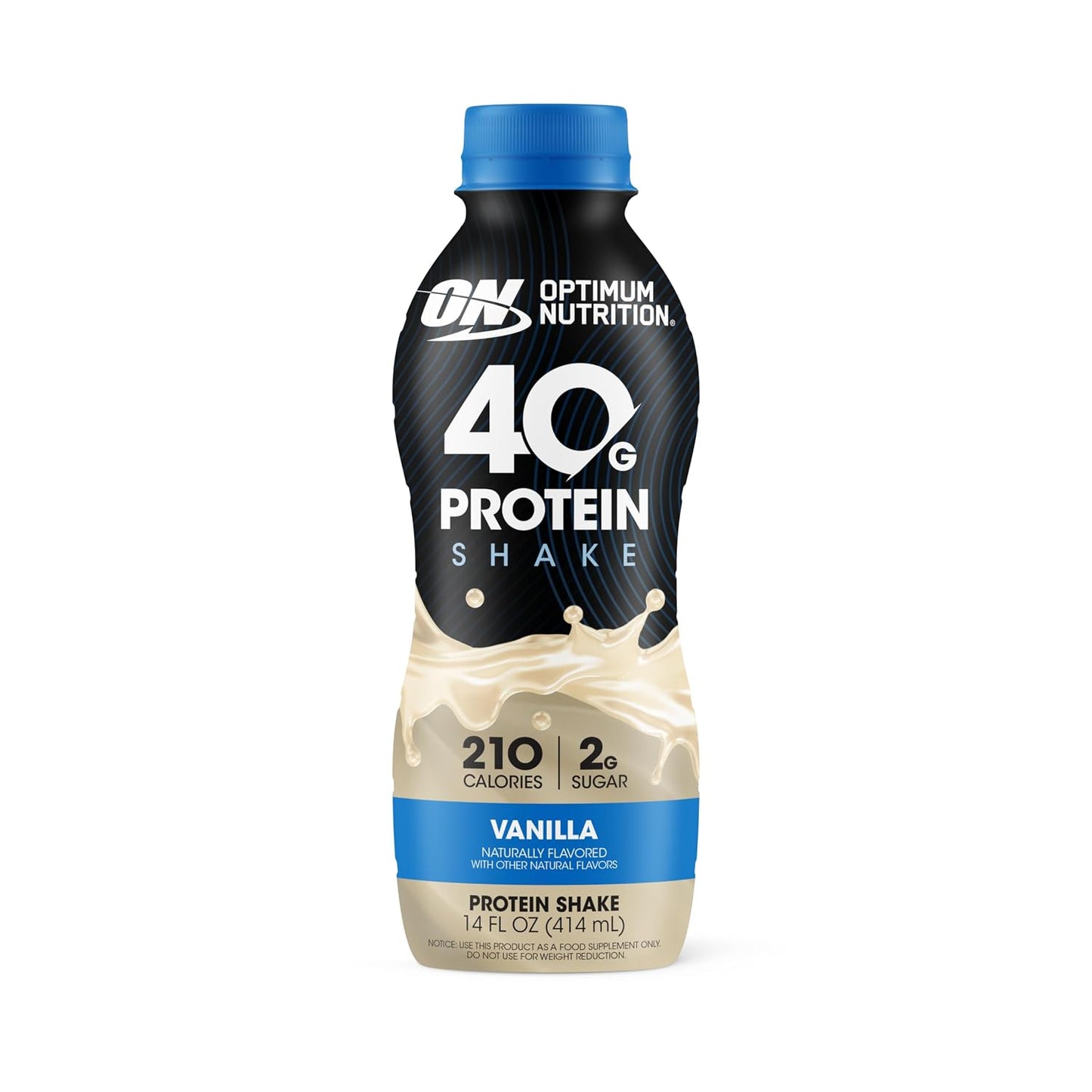 Optimum Nutrition 40g Protein Shake, 40g of Protein, Naturally Flavored, Complete Protein Drink, Vanilla, 14 Fl Oz, 12 Count (Pack of 1) (Packaging May Vary)