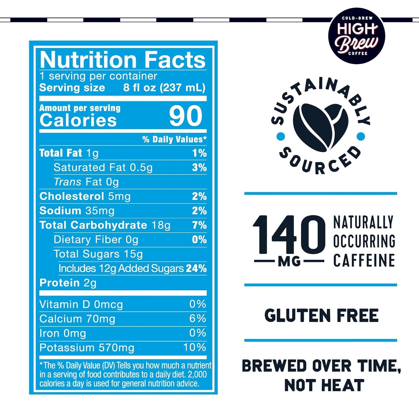 High Brew Coffee, Cold Brew Coffee, Mexican Vanilla, 8 FL Oz, Ready-To-Drink (Pack of 12)