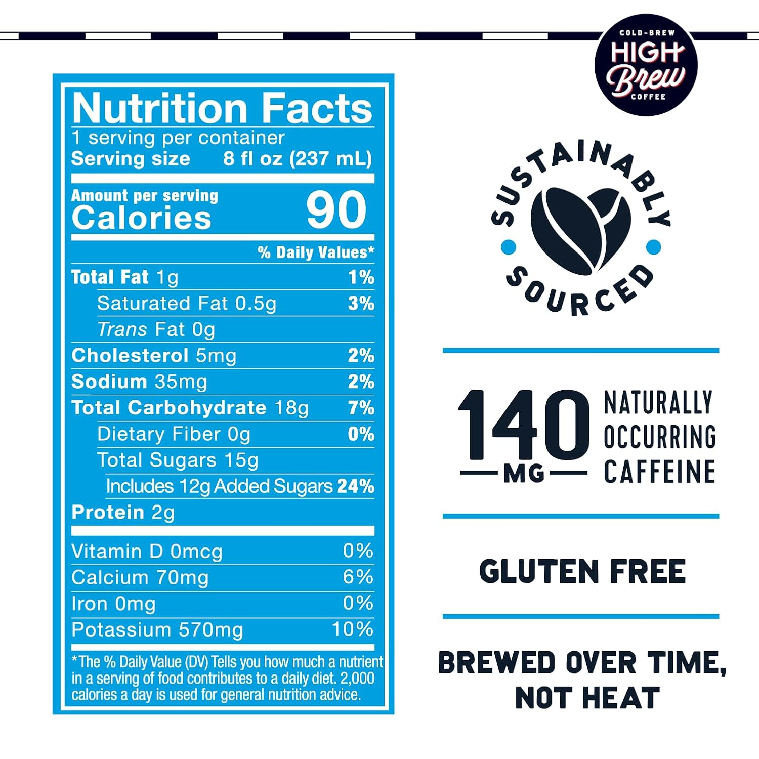 High Brew Coffee, Cold Brew Coffee, Mexican Vanilla, 8 FL Oz, Ready-To-Drink (Pack of 12)