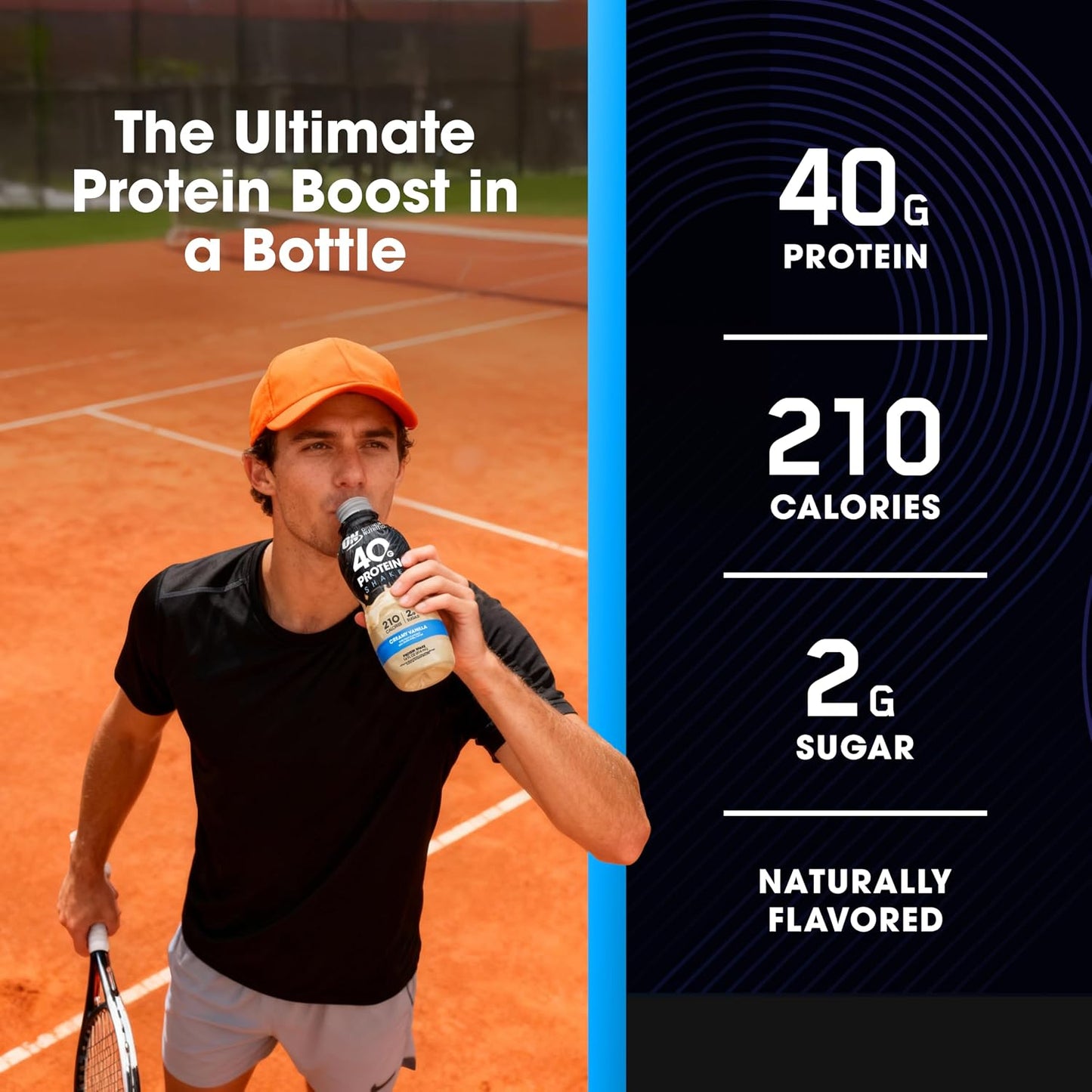Optimum Nutrition 40g Protein Shake, 40g of Protein, Naturally Flavored, Complete Protein Drink, Vanilla, 14 Fl Oz, 12 Count (Pack of 1) (Packaging May Vary)