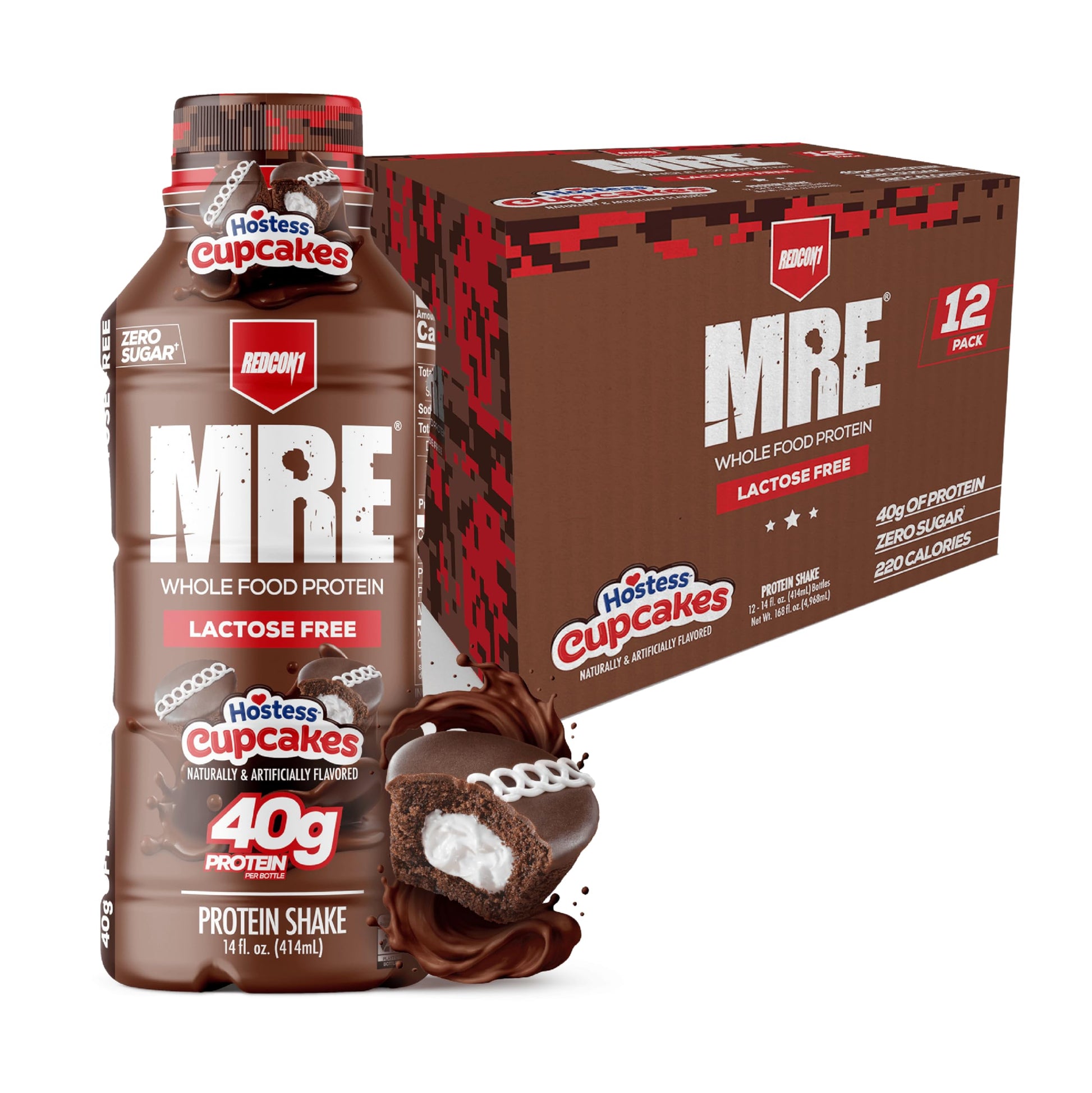 REDCON1 MRE RTD Protein Shake | Milk Chocolate | Lactose Free, 40g Protein - 12 Pack, 14 oz