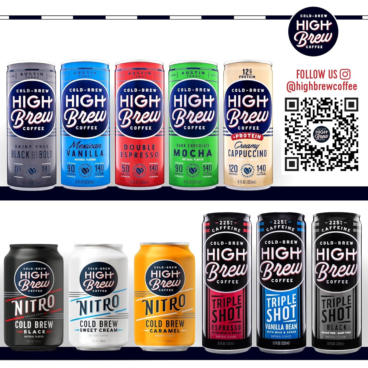 High Brew Coffee, Cold Brew Coffee, Mexican Vanilla, 8 FL Oz, Ready-To-Drink (Pack of 12)
