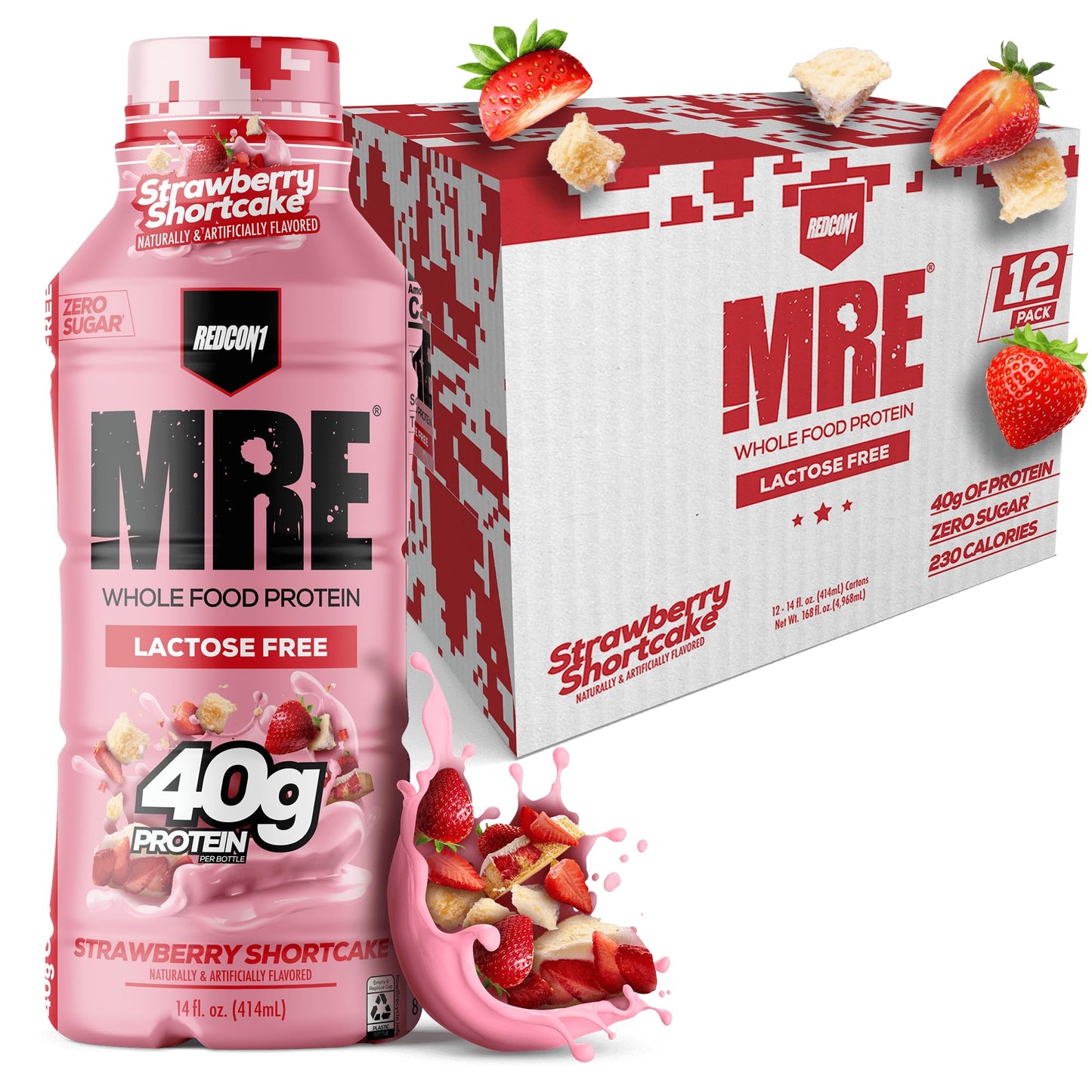 REDCON1 MRE RTD Protein Shake | Milk Chocolate | Lactose Free, 40g Protein - 12 Pack, 14 oz