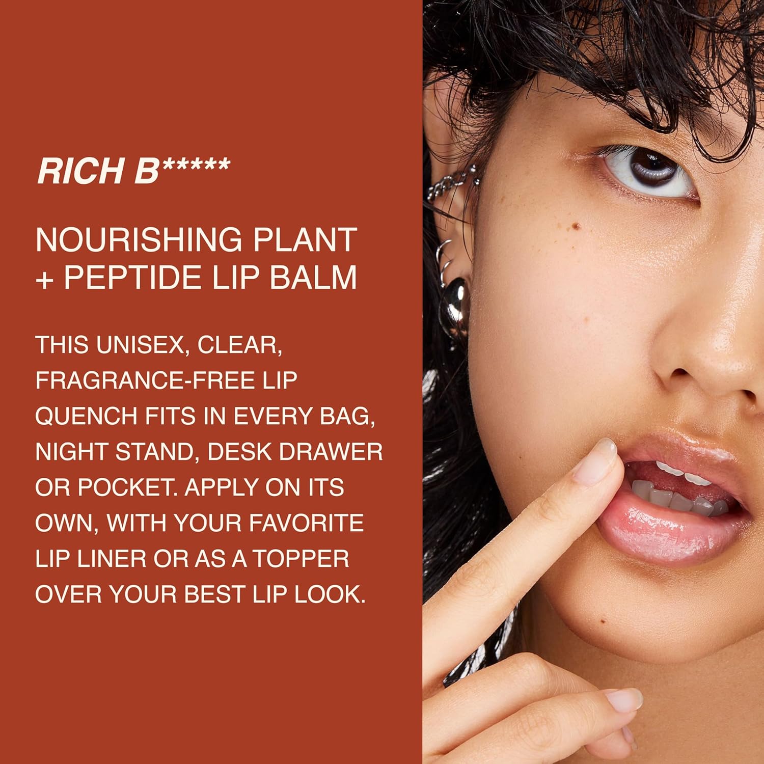 Freck Beauty RICH Beotch Nourishing Plant + Peptide Lip Balm - Moisturizing Lip Treatment, Sheer Hydration Infused with Jojoba Seed, Castor Seed and Prickly Pear. Clear Shade
