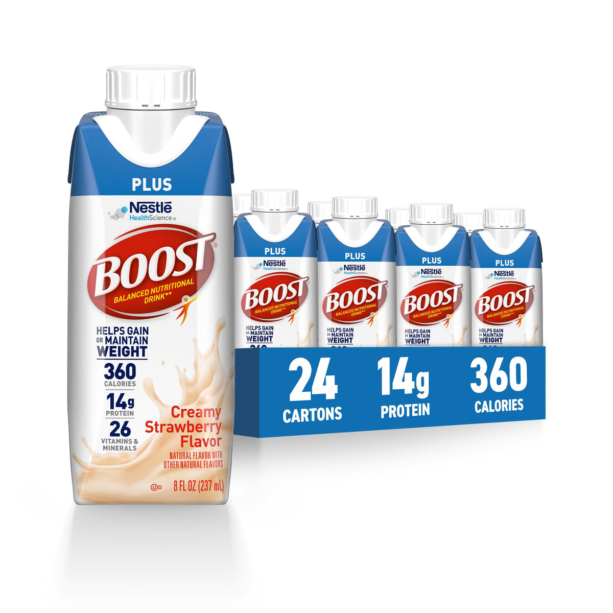 BOOST Plus Nutritional Drink, Rich Chocolate, 8 fl oz (Pack of 24) | Balanced, 8 FL OZ