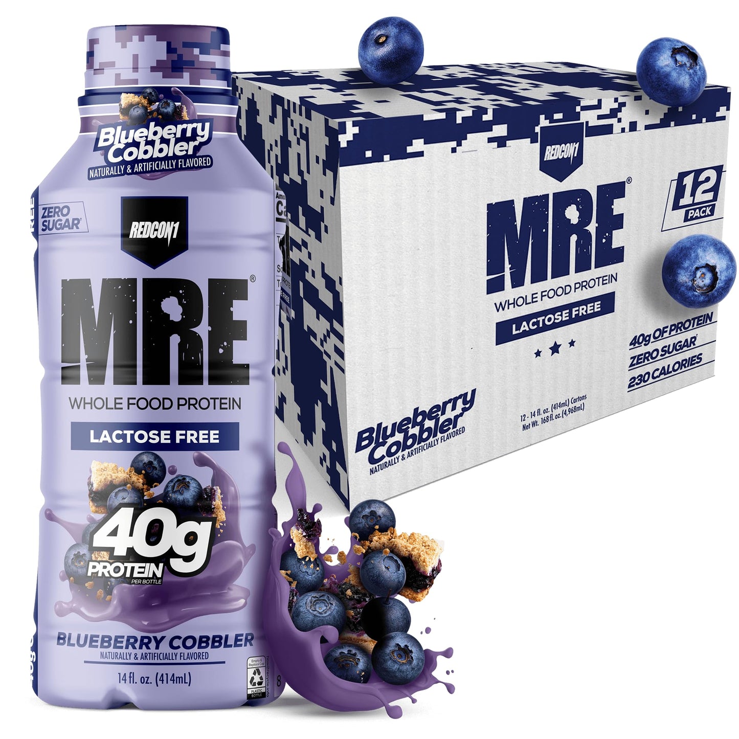 REDCON1 MRE RTD Protein Shake | Milk Chocolate | Lactose Free, 40g Protein - 12 Pack, 14 oz