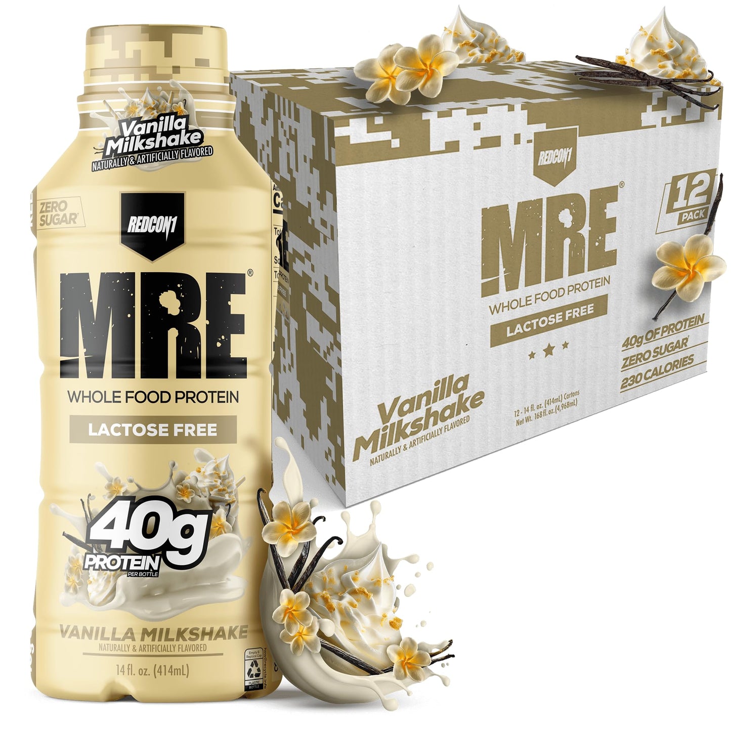 REDCON1 MRE RTD Protein Shake | Milk Chocolate | Lactose Free, 40g Protein - 12 Pack, 14 oz