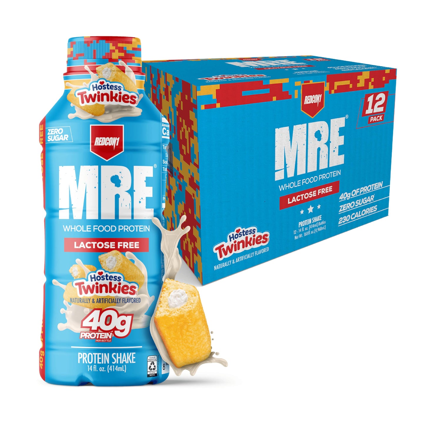 REDCON1 MRE RTD Protein Shake | Milk Chocolate | Lactose Free, 40g Protein - 12 Pack, 14 oz
