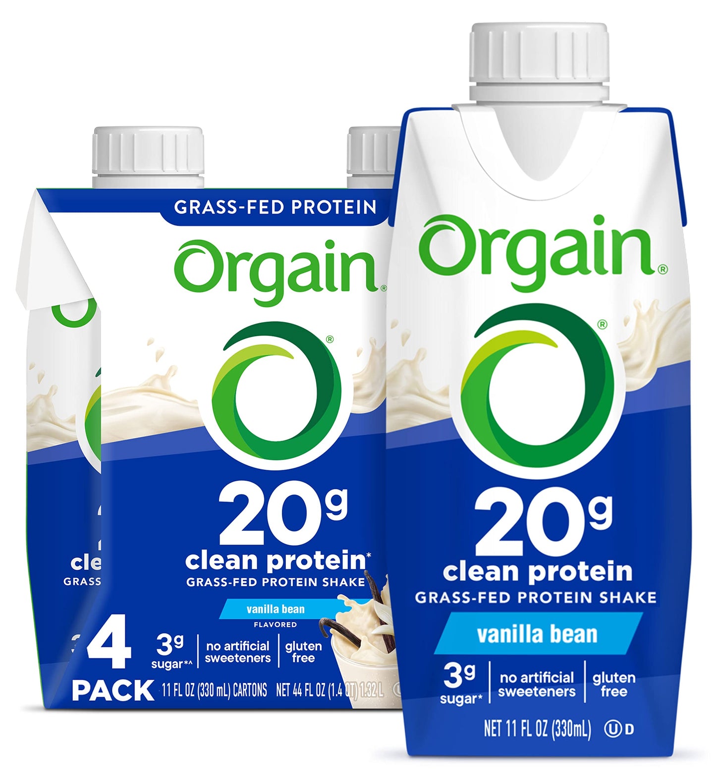 Orgain Clean Protein Shake, Grass Fed Dairy, Creamy Chocolate Fudge - 20g Whey High Protein, Kosher, Ready to Drink, Low Net Carbs, Gluten Free, No Soy Ingredients, 11 Fl Oz (Pack of 12)
