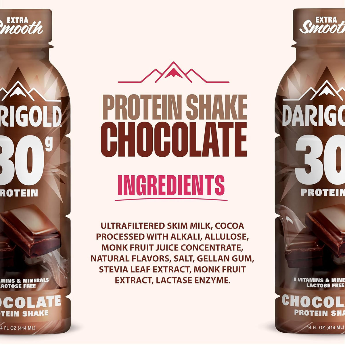 Darigold Ready to Drink Chocolate Protein Shake, 30g Protein, No Added Sugar, Lactose Free, Only 170 Calories, Electrolytes, Gluten Free - 14oz bottles 12 pack